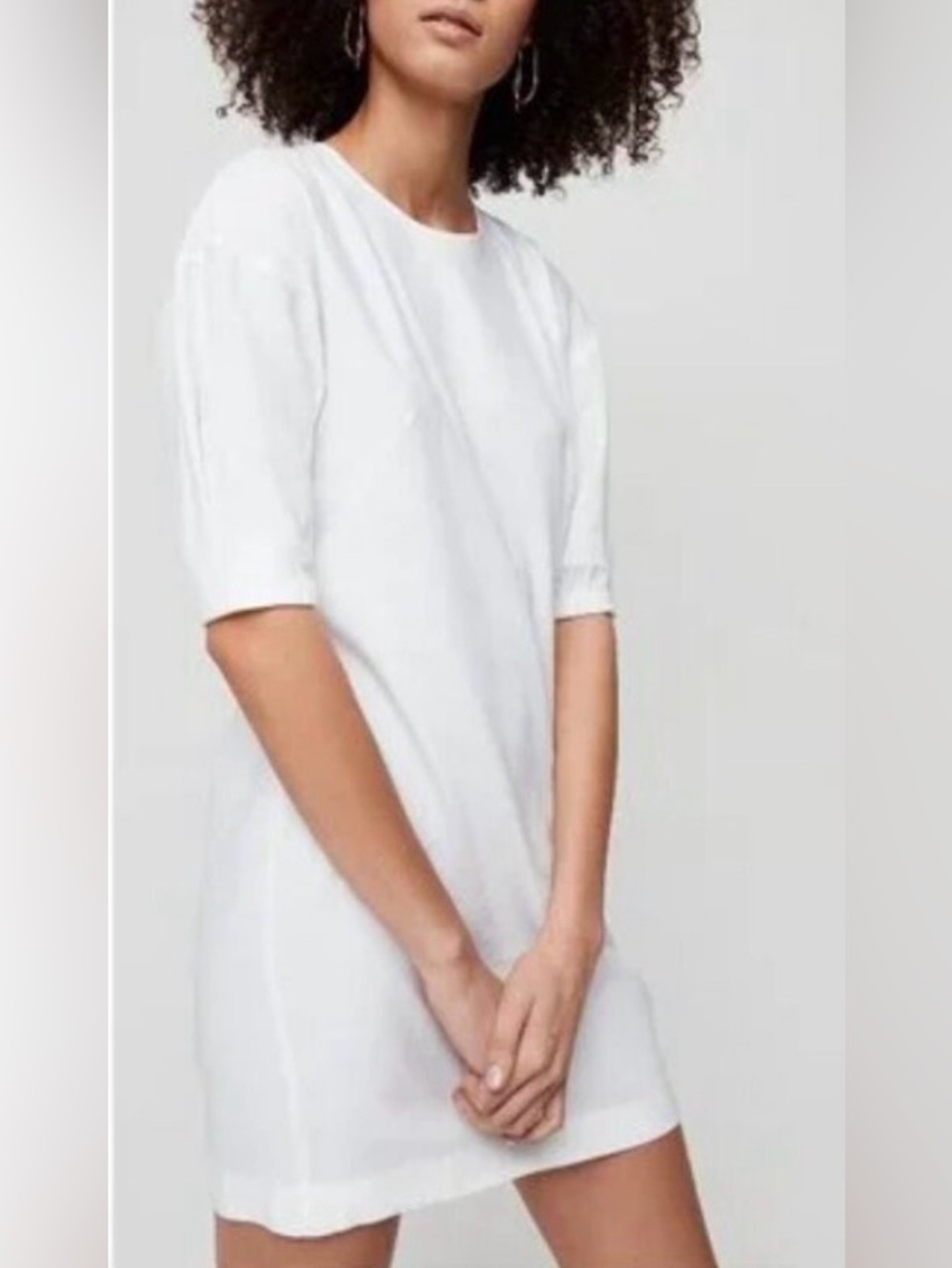 NEW Babaton Linen Teilo Mini Shift Dress White